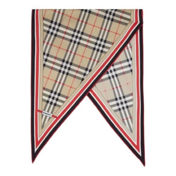 BURBERRY MONTAGE PRINT SILK DIAMOND-SHAPED SCARF - Picture 6 of 6